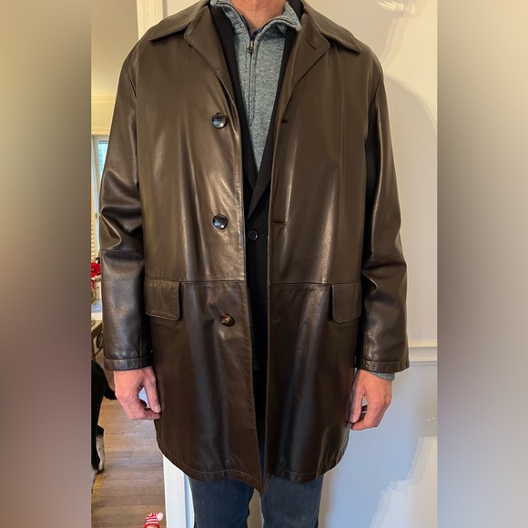 Celine Dark Brown Leather Trench Coat